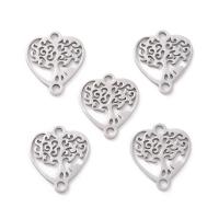 Stainless Steel Connector 201 Stainless Steel Heart DIY & 1/1 loop silver color Approx 1.5mm Approx Sold By Bag