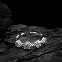 Messing ringen, met Cubic Zirconia, plated, mode sieraden & voor vrouw, nikkel, lood en cadmium vrij, High:0.54cm, Verkocht door PC