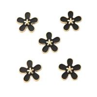 Hair Accessories DIY Findings, Tibetan Style, Flower, gold color plated, enamel, black, 19mm, Sold By PC