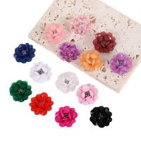 Hair Accessories DIY Findings Zinc Alloy with Crystal Flower random style mixed colors 31mm Sold By PC