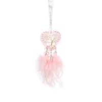 Fashion Dream Catcher Feather with Natural Gravel & leather cord & Brass & Iron Heart handmade for home and office pink Overall cm heart- x8cm Sold By PC