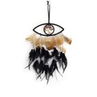 Fashion Dream Catcher Feather with leather cord & Plastic & Brass & Iron Evil Eye handmade for home and office black Sold By PC