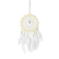 Fashion Dream Catcher Feather with Cotton Thread & Cloth & Plastic & Iron Flower handmade for home and office & hollow white 400mm Sold By PC