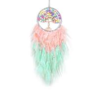 Fashion Dream Catcher Feather with leather cord & Plastic & Brass & Iron Tree handmade for home and office mixed colors 650mm Sold By PC