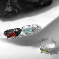 Messing ringen, met Cubic Zirconia, plated, mode sieraden & voor vrouw, meer kleuren voor de keuze, nikkel, lood en cadmium vrij, High:8mm, Verkocht door PC