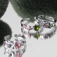 Messing ringen, met Cubic Zirconia, plated, mode sieraden & verschillende stijlen voor de keuze & voor vrouw, nikkel, lood en cadmium vrij, Verkocht door PC