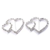Hair Accessories DIY Findings Zinc Alloy Heart silver color plated & with rhinestone hair accessories DIY findings length 15-20mm Sold By PC