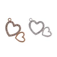 Zinc Alloy Heart Pendants plated DIY & with rhinestone & hollow Sold By PC