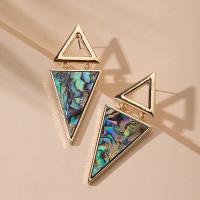 Zinc Alloy Drop Earring, med Shell, Geometrisk mønster, guldfarve belagt, mode smykker & for kvinde & hule, flere farver til valg, 65mm, Solgt af par