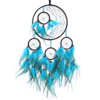 Fashion Dream Catcher Feather with Cotton Thread & Wood & Plastic & Iron handmade for home and office blue 650mm Sold By PC