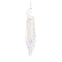 Fashion Dream Catcher Cotton Thread with Feather & Wood & Plastic Moon handmade for home and office white 1050mm Sold By PC