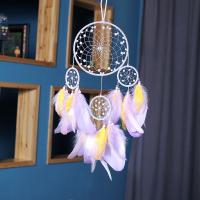 Fashion Dream Catcher Feather with Cotton Thread & leather cord & Plastic & Iron handmade for home and office white 550mm Sold By PC