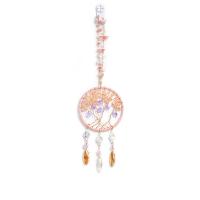 Fashion Dream Catcher Quartz with leather cord & Crystal & Brass & Iron handmade for home and office pink 350mm Sold By PC