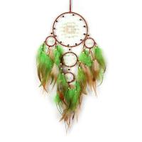 Fashion Dream Catcher Feather with Cotton Thread & leather cord & Wood handmade for home and office green 650mm Sold By PC