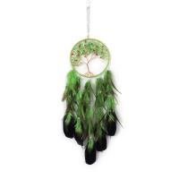 Fashion Dream Catcher Feather with Natural Gravel & Plastic & Brass & Iron handmade for home and office green 700mm Sold By PC