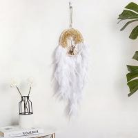 Fashion Dream Catcher Feather with Natural Gravel & leather cord & Plastic & Brass & Iron Tree handmade for home and office white 600mm Sold By PC