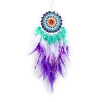 Fashion Dream Catcher Feather with Cotton Thread & leather cord & Plastic & Iron handmade for home and office mixed colors 680mm Sold By PC