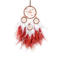 Fashion Dream Catcher Feather with Cotton Thread & leather cord & Plastic & Iron handmade for home and office red 600mm Sold By PC