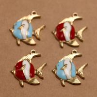Zinc Alloy Animal Pendants Fish gold color plated DIY & enamel Sold By PC
