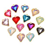 Zinklegierung Herz Anhänger, mit Kristall, plattiert, DIY, keine, frei von Nickel, Blei & Kadmium, 14x15mm, 20PCs/Tasche, verkauft von Tasche