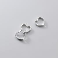 925 Sterling Silver Frame Bead Heart plated DIY silver color Sold By PC