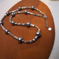 Sterling Zilveren halskettingen, 925 sterling zilver, met Shell Pearl, mode sieraden & voor vrouw, meer kleuren voor de keuze, nikkel, lood en cadmium vrij, Verkocht door PC