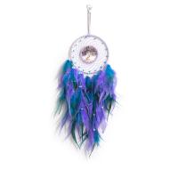 Fashion Dream Catcher Feather with Natural Gravel & leather cord & Plastic & Brass & Iron Tree handmade for home and office mixed colors 600mm Sold By PC