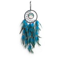 Fashion Dream Catcher Feather with leather cord & Wood & Brass & Iron Tree handmade for home and office blue 600mm Sold By PC