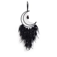 Fashion Dream Catcher Feather with leather cord & Plastic & Iron Moon handmade for home and office black 600mm Sold By PC