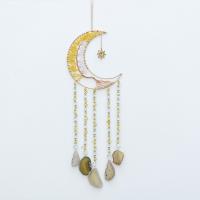 Fashion Dream Catcher Brass with Natural Gravel & Agate Moon gold color plated for home and office nickel lead & cadmium free 600mm Sold By PC