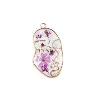 Resin Necklace with 304 Stainless Steel Chain & Dried Flower & Zinc Alloy Face epoxy gel transparent & for woman pendant size Length Approx 17.7 Inch Sold By Lot