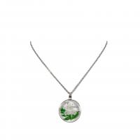 Resin Necklace with Dried Flower & Zinc Alloy Round epoxy gel fashion jewelry & for woman pendant size Sold By Lot