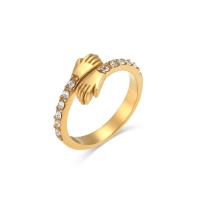 Cyrkonia stali nierdzewnej Ring Finger, Stal nierdzewna 304, biżuteria moda & mikro utorować cyrkonia & dla kobiety, złoty, sprzedane przez PC