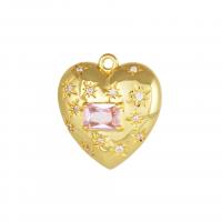 Mässing Hjärta Hängen, 18K guldpläterad, DIY, rosa, nickel, bly och kadmium gratis, 16.80x18.10x5.30mm, Säljs av PC