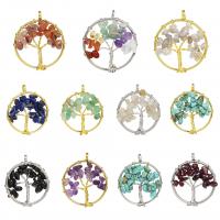 Gemstone Pendants Jewelry Natural Stone with Zinc Alloy Tree plated DIY & hollow Sold By PC