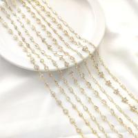 Chaîne de perles de pierre gemme, zircon cubique, 14K rempli d’or, DIY & normes différentes pour le choix, Longueur 50 cm, Vendu par PC