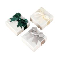 Papel caja para regalo, Cuadrado, con la decoración de lazo, más colores para la opción, 70x70x35mm, Vendido por UD