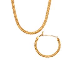 Fashion Stainless Steel Jewelry Sets 304 Stainless Steel with 5cm extender chain 18K gold plated fashion jewelry & for woman golden Length Approx 40 cm Approx 16 cm Sold By PC