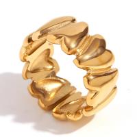 Rostfritt stål Fingerringar, 316L rostfritt stål, 18K guldpläterad, mode smycken & för kvinna, gyllene, Storlek:7, Säljs av PC