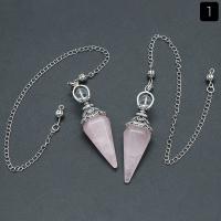 Gemstone Pendants Jewelry Natural Stone with Zinc Alloy Conical silver color plated fashion jewelry & Unisex Length Approx 31 cm Sold By PC
