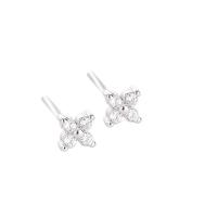 Cubic Zirconia Micro Pave Sterling Silver Earring 925 Sterling Silver plated fashion jewelry & micro pave cubic zirconia & for woman nickel lead & cadmium free Sold By Pair