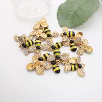 Zinc Alloy Enamel Pendants Bee gold color plated DIY mixed colors Sold By Bag
