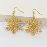 Christmas Earrings Zinc Alloy with Acrylic Snowflake gold color plated for woman Sold By Pair
