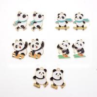 Zinc Alloy Enamel Pendants Panda gold color plated DIY Sold By Bag