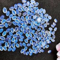 Gemstone Cabochons, Sea Opal, Oval, du kan DIY, blå, 4x6mm, Ca. 100pc'er/Bag, Solgt af Bag