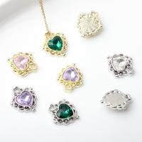 Zinc Alloy Heart Pendants painted DIY & micro pave cubic zirconia Sold By Lot