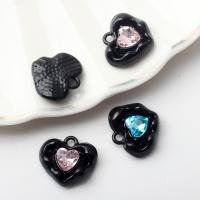 Zinc Alloy Heart Pendants with Crystal painted DIY Sold By Lot