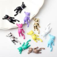 Zinc Alloy Animal Pendants with Plastic Pearl Cat painted DIY & micro pave cubic zirconia & double-hole Sold By Lot