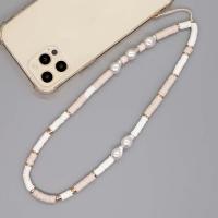 Mobile Phone Lanyard Polymer Clay with Plastic Pearl fashion jewelry & Unisex mixed colors 175mm Sold By PC