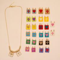 Seed Naszyjnik Koraliki szklane, Seedbead, ze Stal nierdzewna 304, Kwadrat, biżuteria moda & dla kobiety, dostępnych więcej kolorów, 17mm, długość około 42 cm, sprzedane przez PC